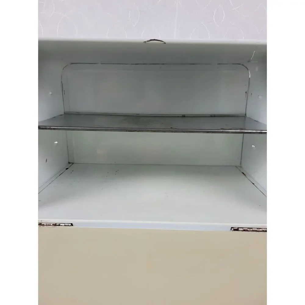 Vintage KCO Canada Bread Box White MCM Metal Retro Kitchen Storage Countertop